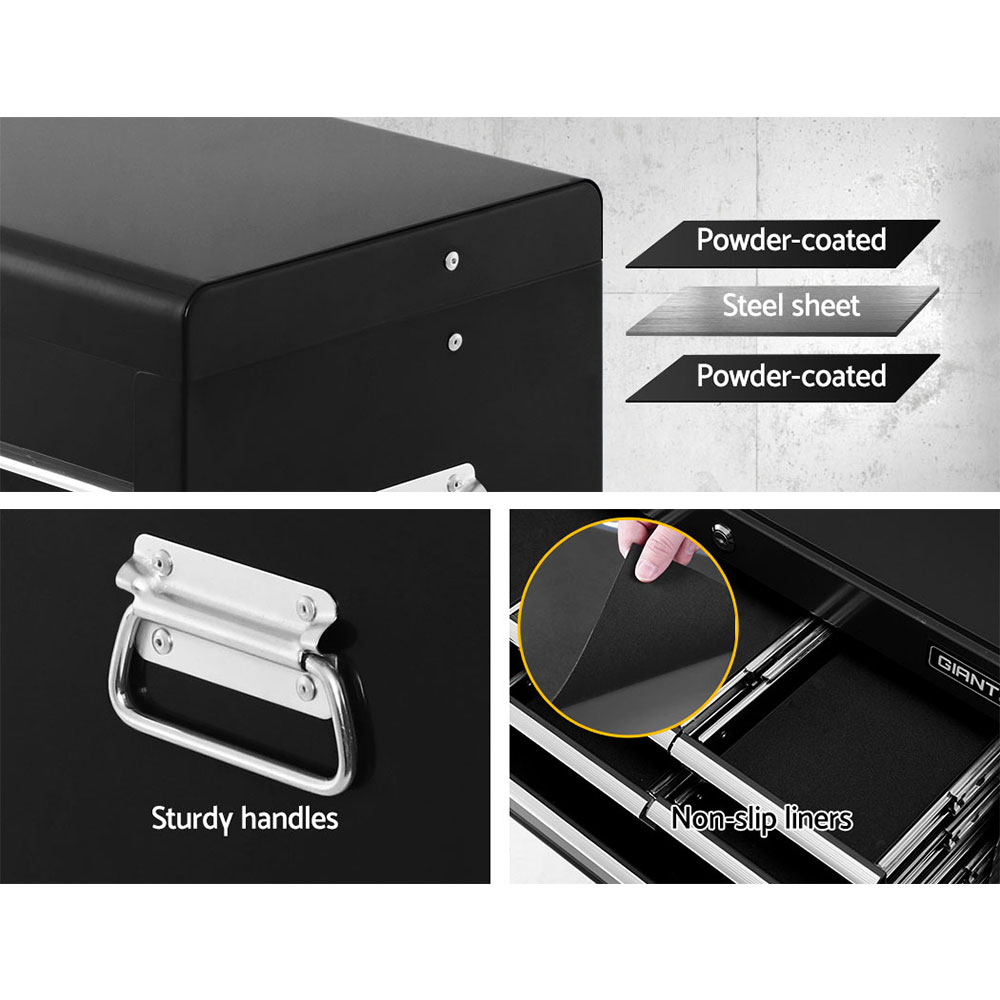 Giantz 10 Drawer Tool Box Cabinet Chest Toolbox Storage Garage Organiser Black - Image 3