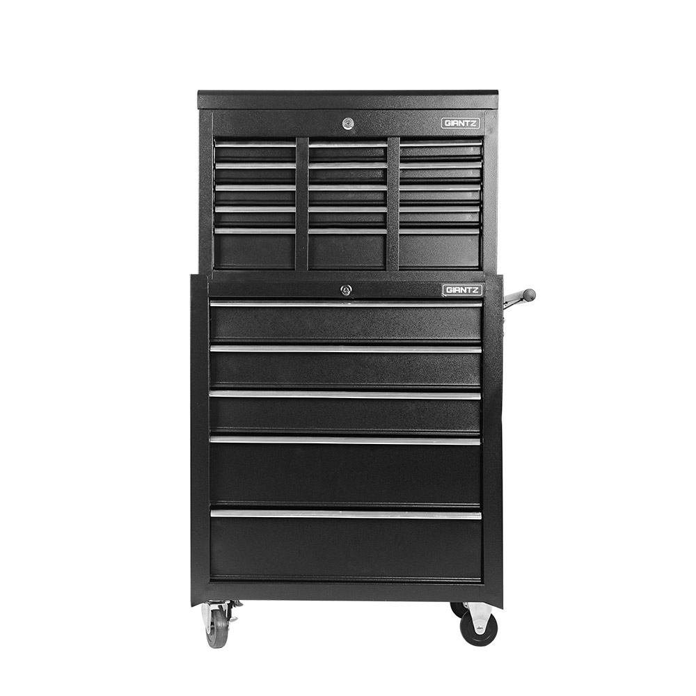 Giantz 14 Drawer Tool Box Cabinet Chest Mechanic Garage Storage Trolley Black - Image 3