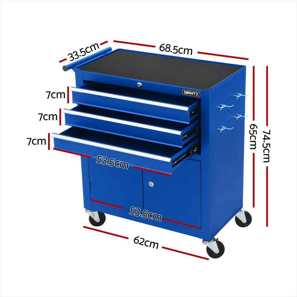 Giantz 3 Drawer Tool Box Cabinet Chest Toolbox Garage Storage Organiser - Image 2