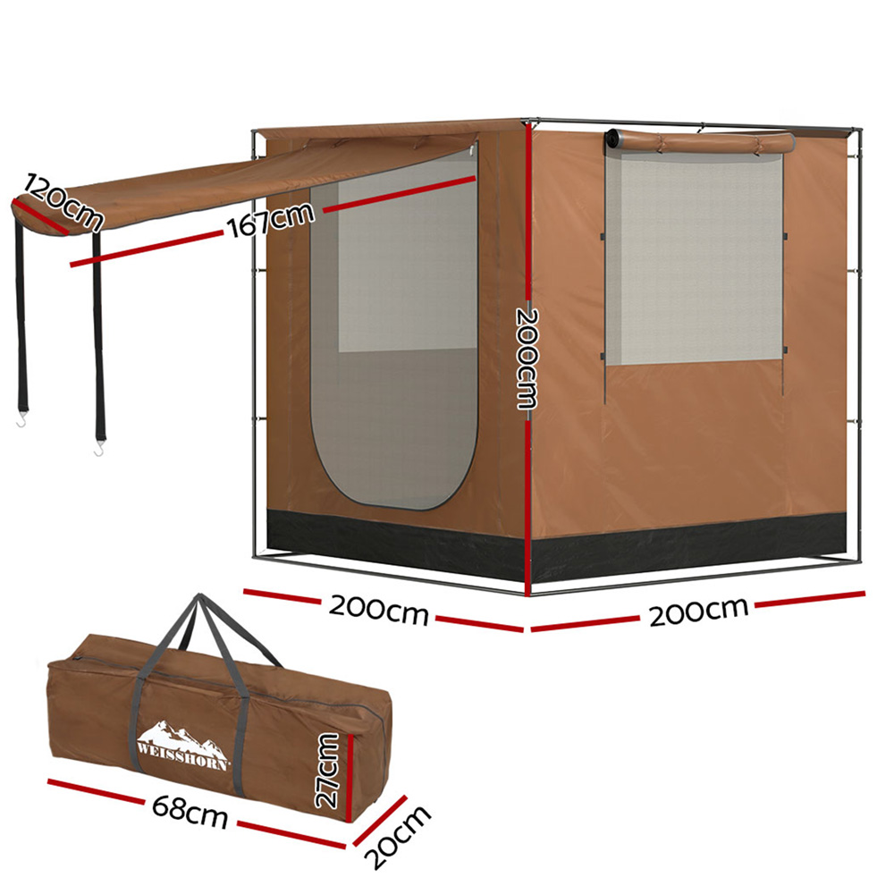 Weisshorn Camping Tent SUV Car Side Awning 2x2m Canopy Outdoor Portable 4WD - Image 2