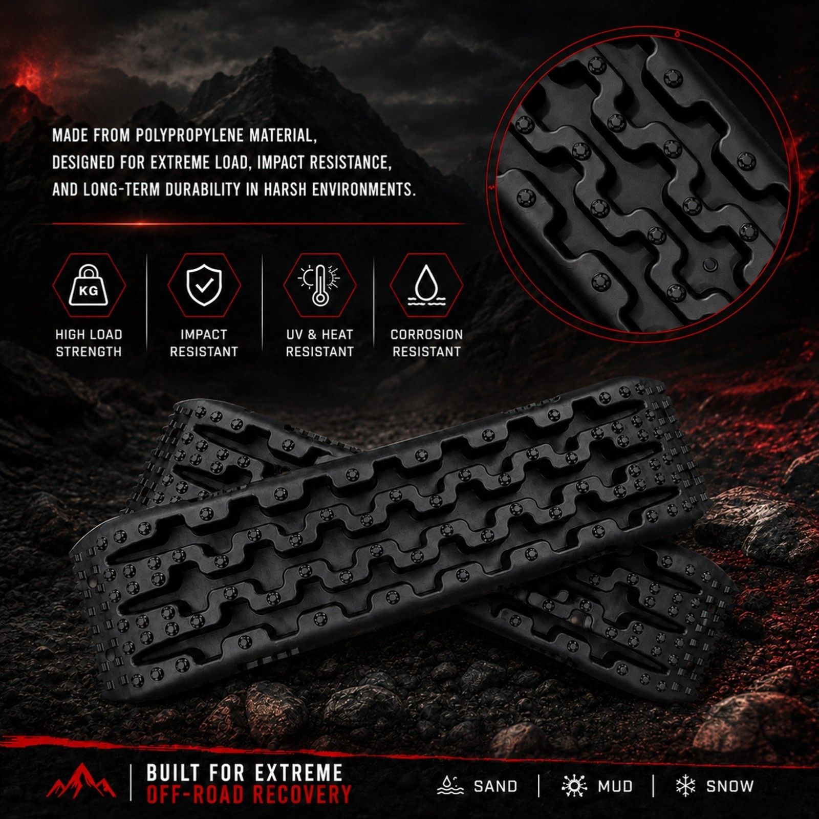 2x 10 Ton 4WD Car Recovery Tracks Sand Mud Snow Traction Boards Off-Road Device Mat - Image 3