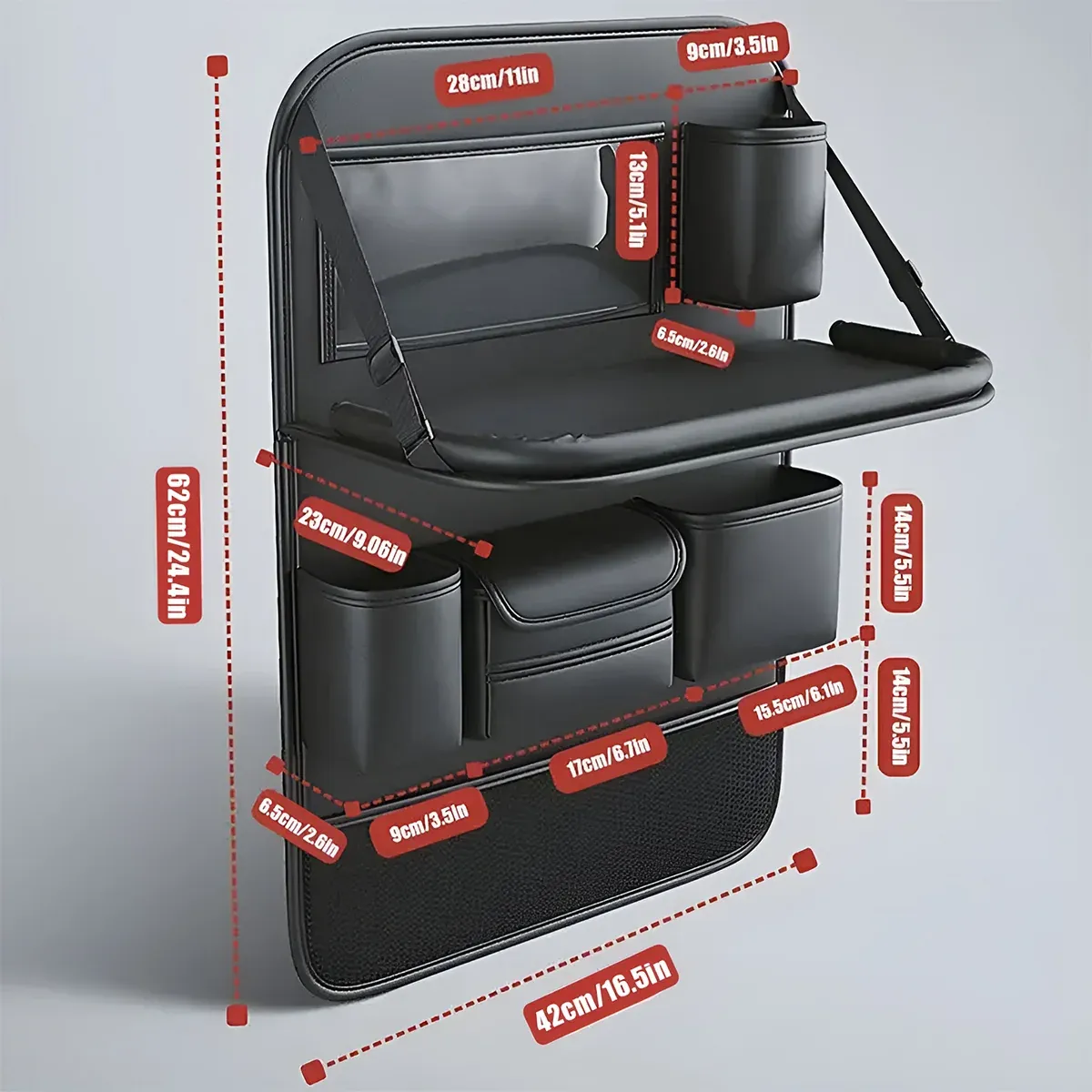 Backrest Storage Organizer Bag with Foldable Table for Vehicle Travel and Daily Use - Image 3