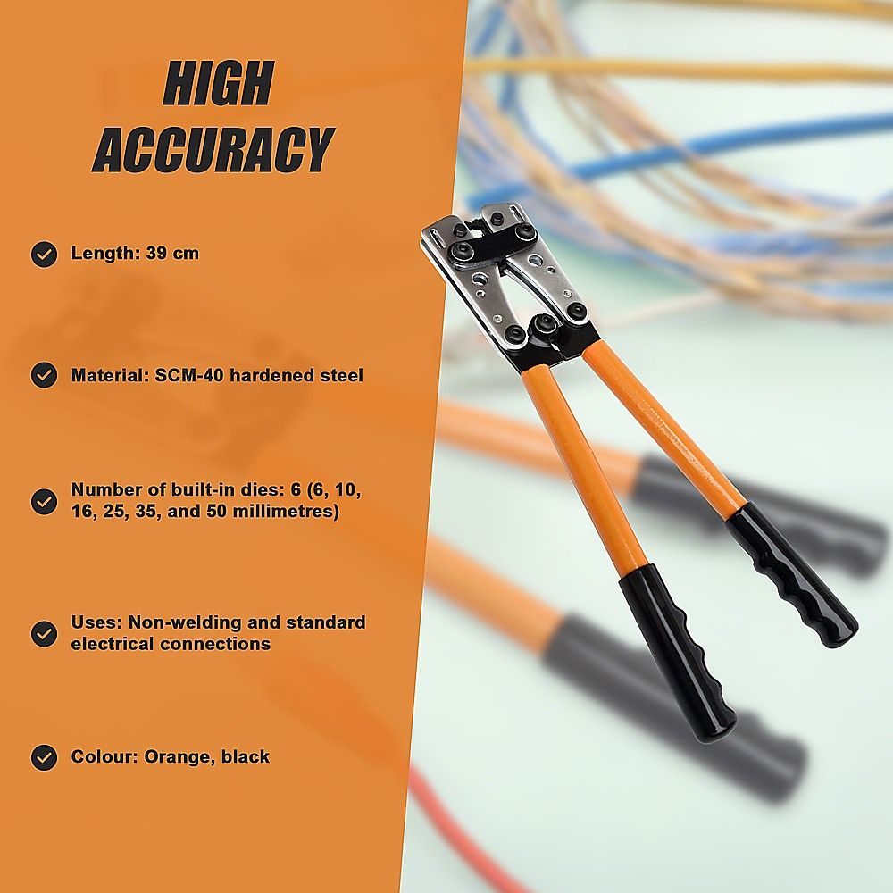 6-50 mm2 Wire Crimper Cable Crimp Electric Tube Crimping Hand Tool Battery Lug - Image 3