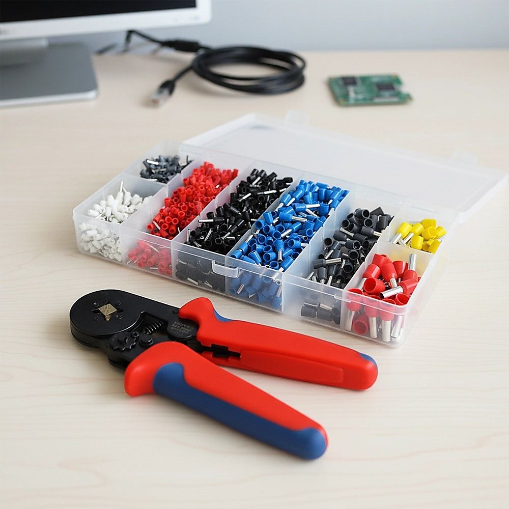 1200Pcs Bootlace Ferrule Crimper kit 0.25-10mm2 Cord End Ratchet Crimping Tool - Image 2