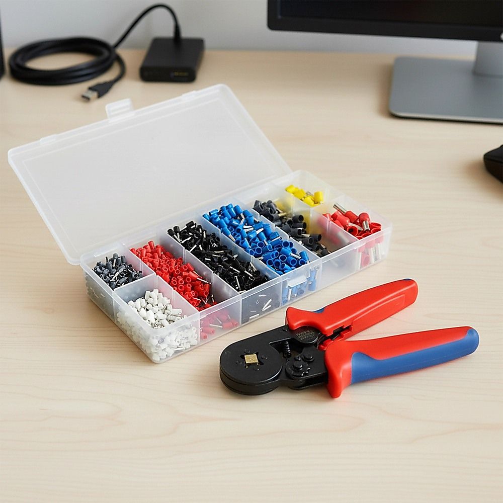 1200Pcs Bootlace Ferrule Crimper kit 0.25-10mm2 Cord End Ratchet Crimping Tool - Image 3